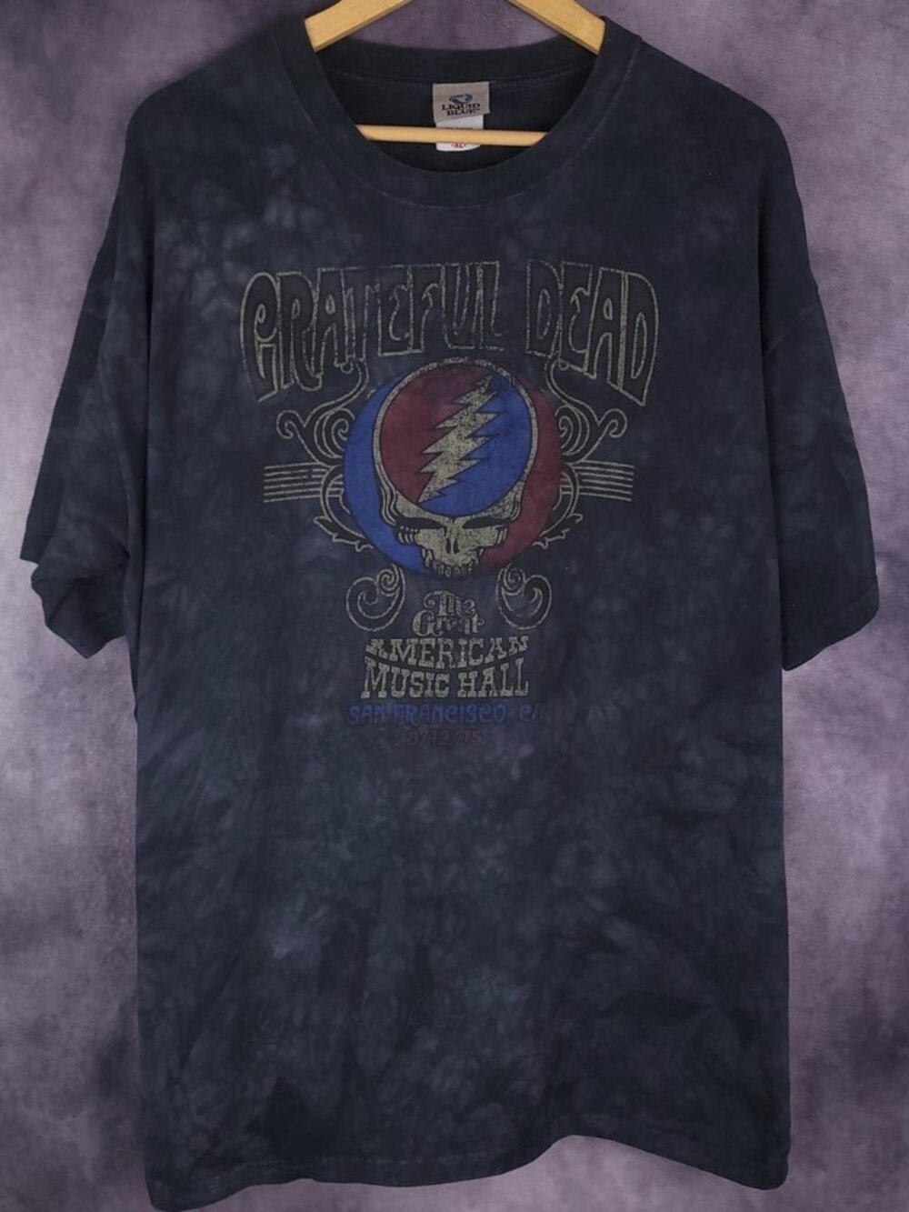 Vintage 90s Grateful Dead Liquid Blue silver tag San Francisco navy blue shirt